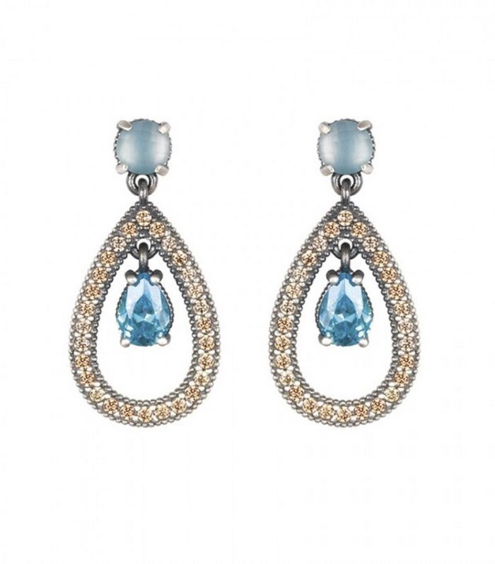 Pendientes plata, calcedonia y circonitas