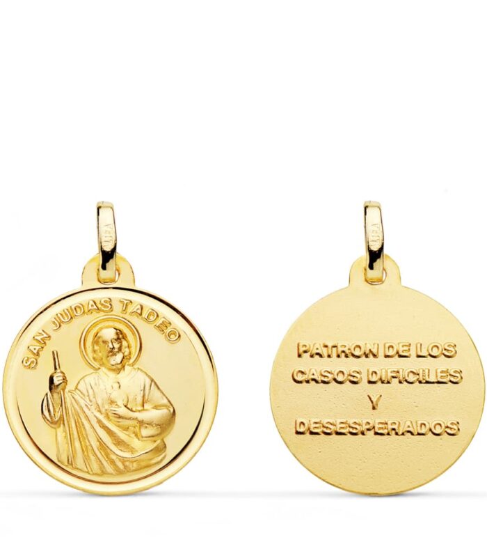 Medalla de San Judas Tadeo en oro amarillo de 18 kt
