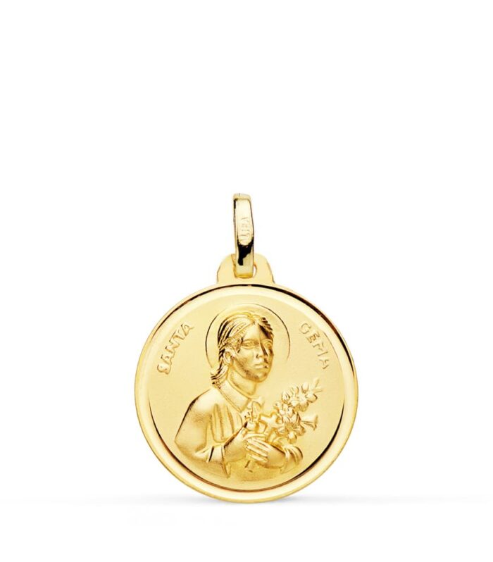 Medalla de Santa Gema en oro de 18 kt