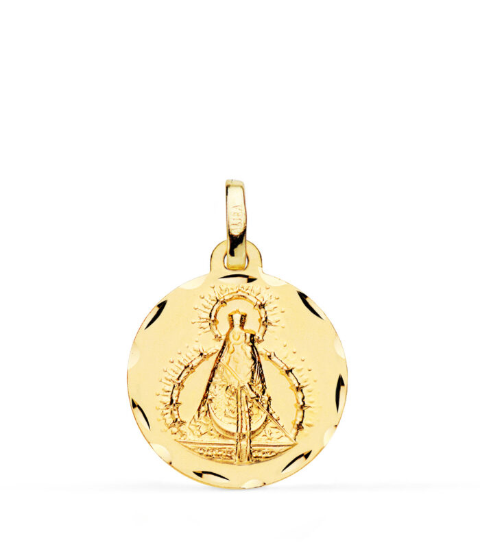 Medalla Virgen de la Cabeza tallada en oro amarillo de 18 kt