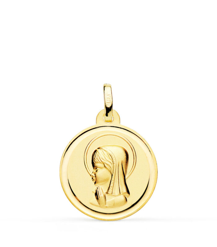 Medalla Virgen Niña en oro amarillo de 18 kt