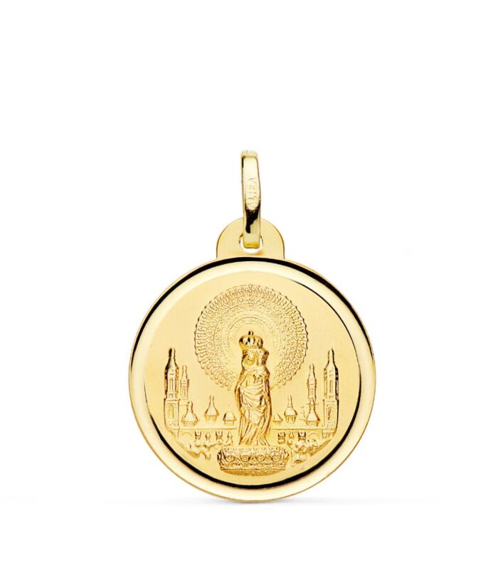 Medalla Virgen Pilar en oro amarillo de 18 kt