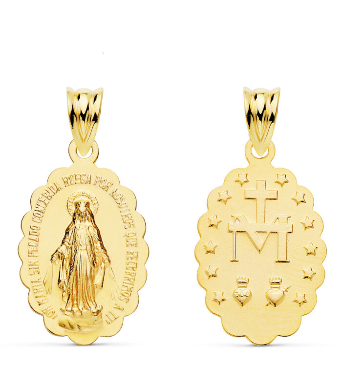 Medalla Virgen Milagrosa en oro amarillo de 18 kt