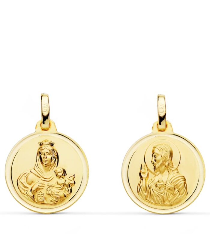 Medalla escapulario en oro amarillo de 18 kt