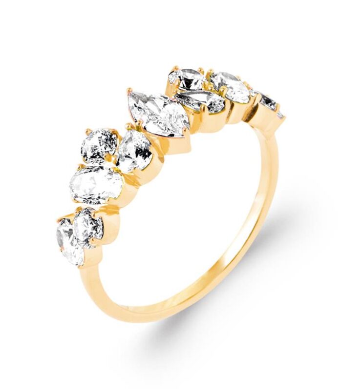 Anillo en plaqué or y circonitas